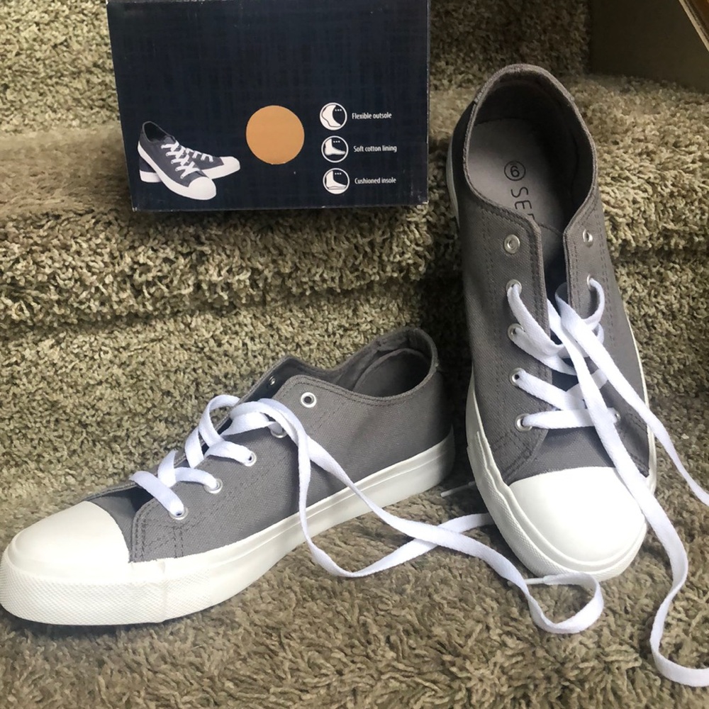 Gray canvas sneakers